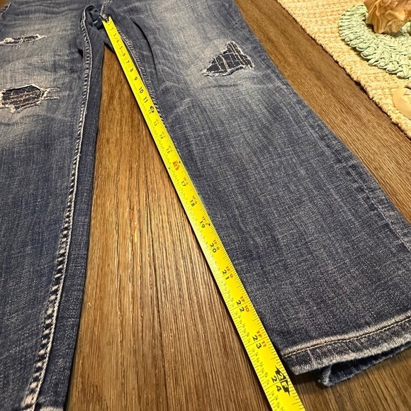 White House Black Market‎ Denim Jeans Ankle High-Rise Distressed Patched 12S - Picture 9 of 12